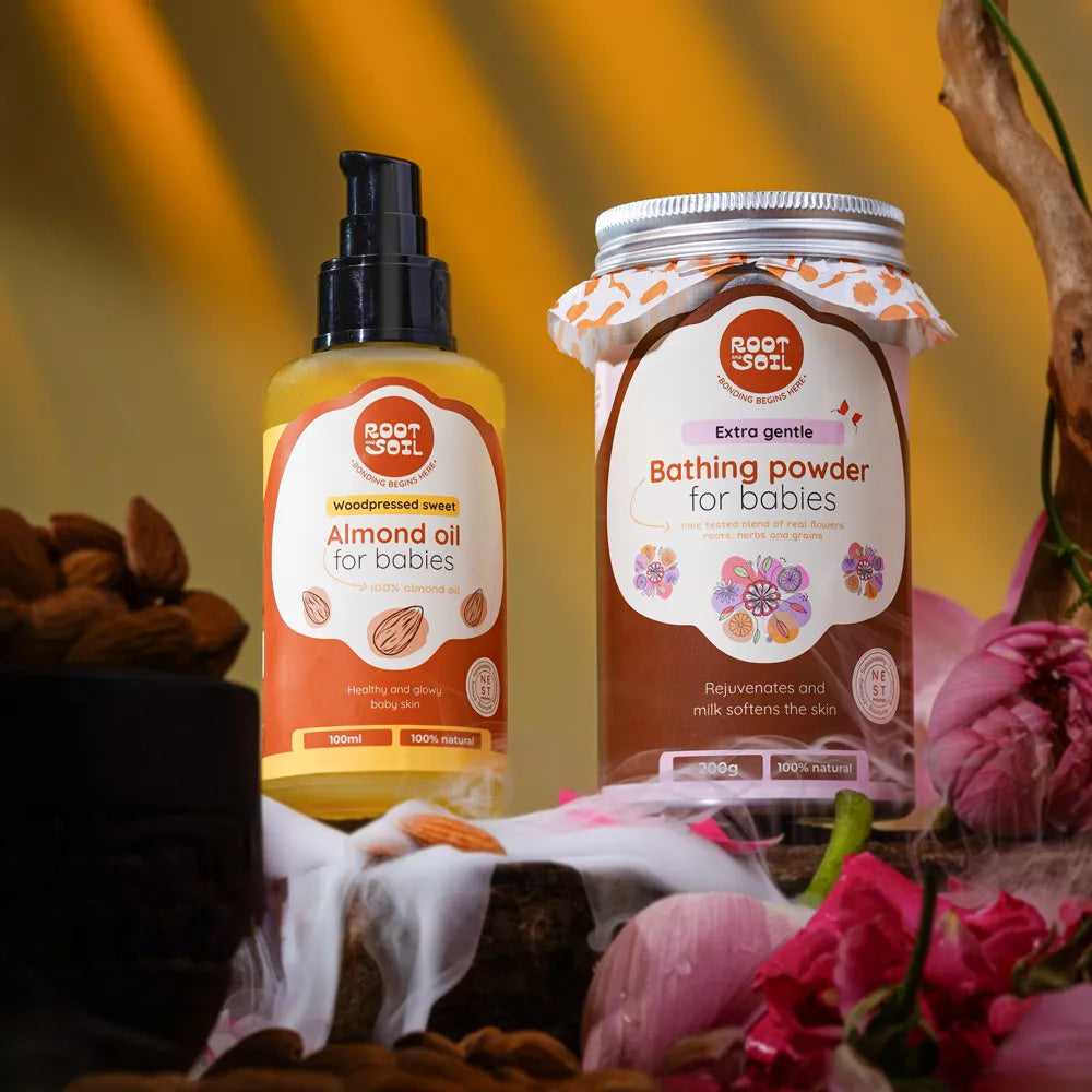 Traditional Bath Time Combo - Almond Oil + Baby Bathing Powder