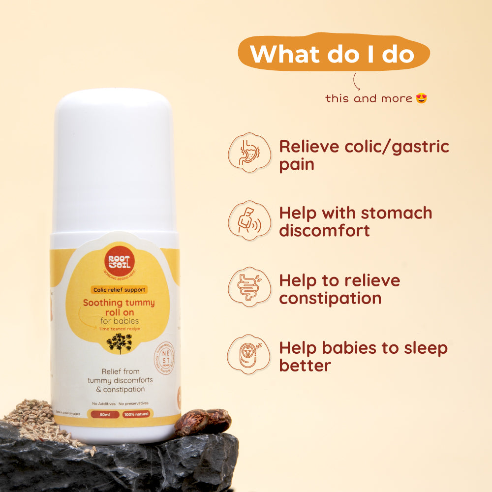 Colic Tummy Roll-On For Babies | For Stomach discomforts & Gassiness | 0+ m | 50 ml