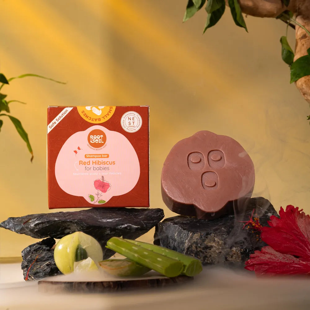 Red Hibiscus Shampoo Bar For Babies | Hair Strengthening & Growth | 100 g | 0+ M