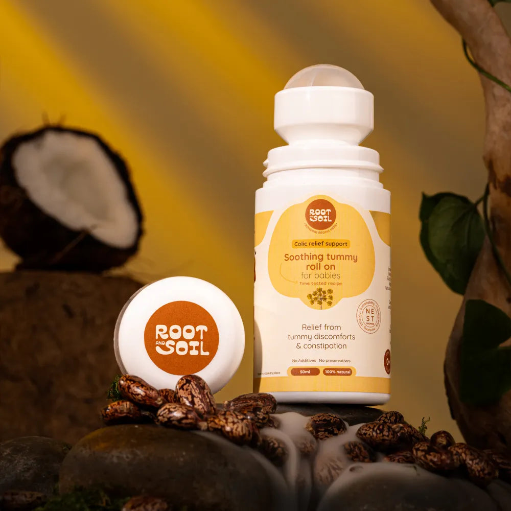 Root and Soil Colic Relief Tummy Roll-On 50ml – natural remedy for gas, colic and tummy discomfort