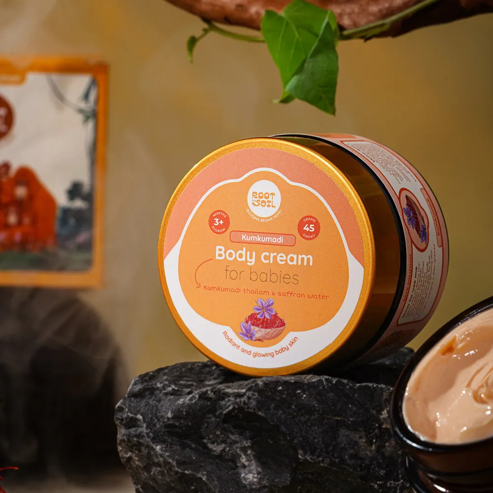 Root and Soil Kumkumadi Body Cream 45g – nourishing cream for babies and kids aged 3 months to 8 years