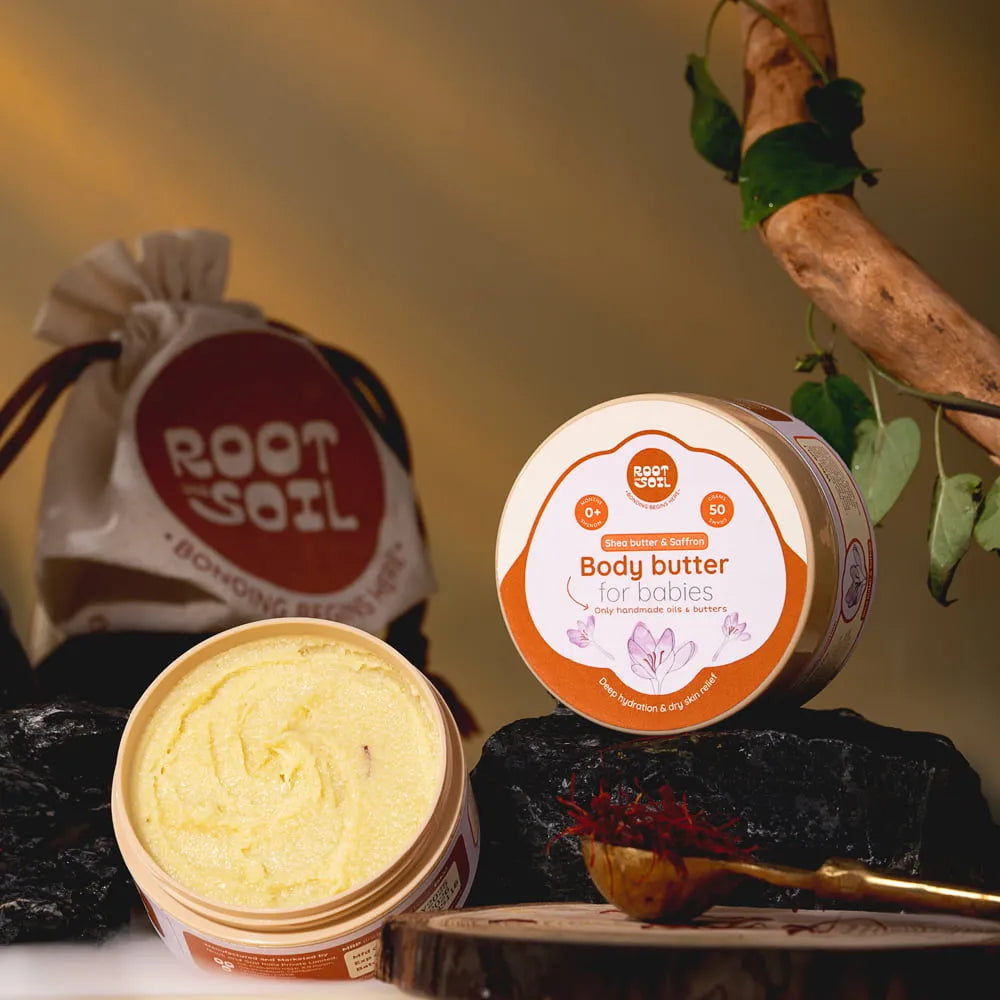 Root and Soil Saffron Body Butter for Babies 50g – moisturizing cream for soft and glowing baby skin