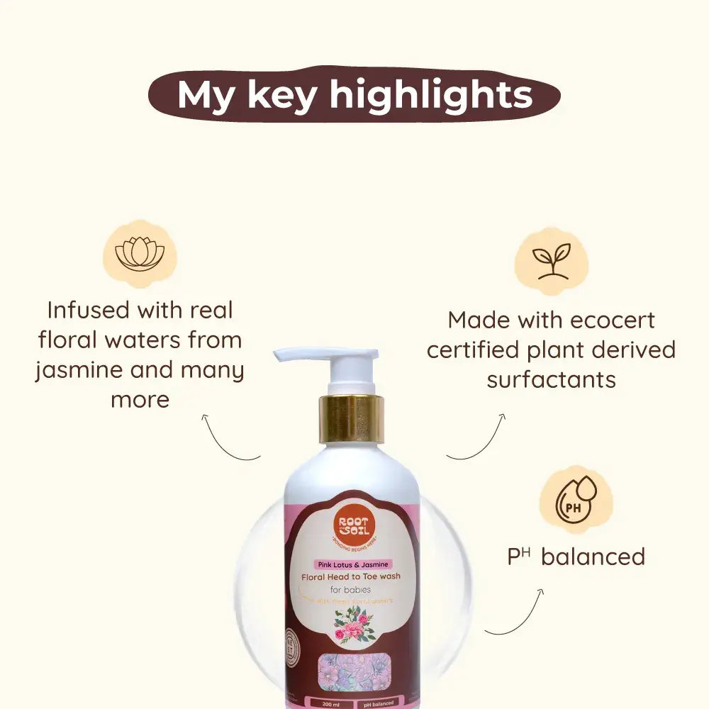 Floral Baby Head-to-Toe Wash | Fresh Flower Petal Infusion | Safe from 0m – 8y | 200 ml