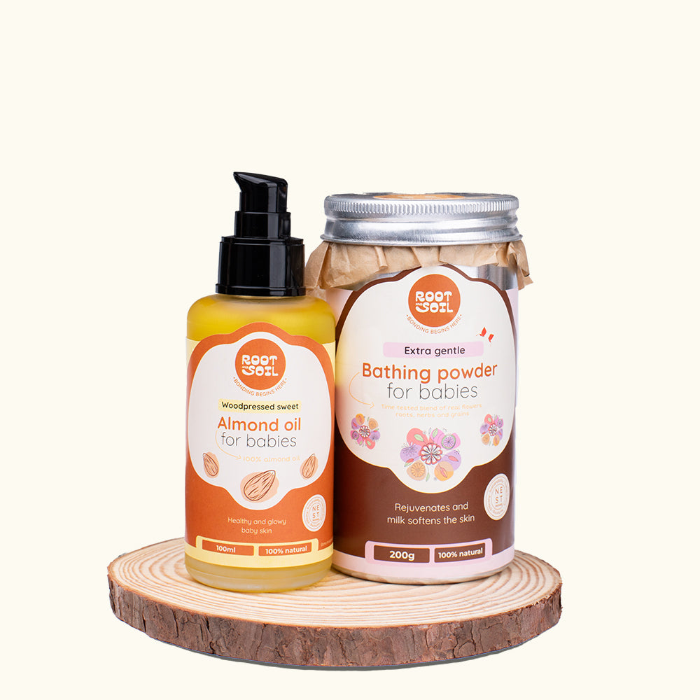Traditional Bath Time Combo  - Almond Oil + Baby Bathing Powder