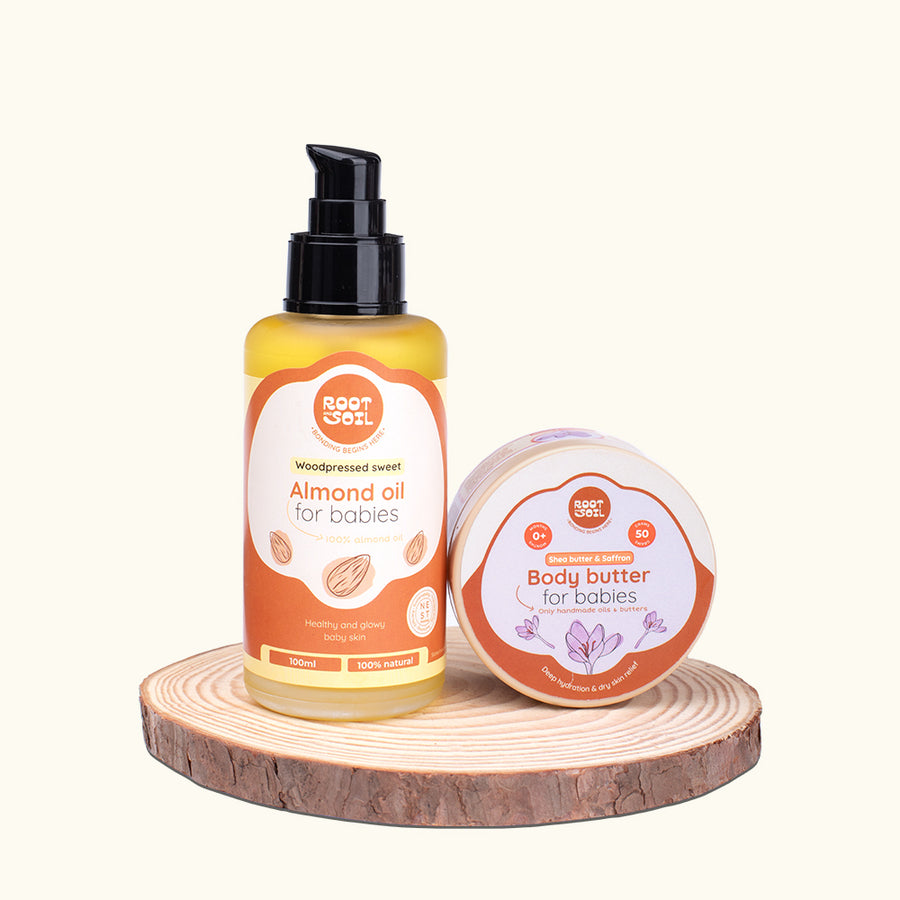 Golden Glow Set (Almond Oil + Saffron Baby Body Butter)