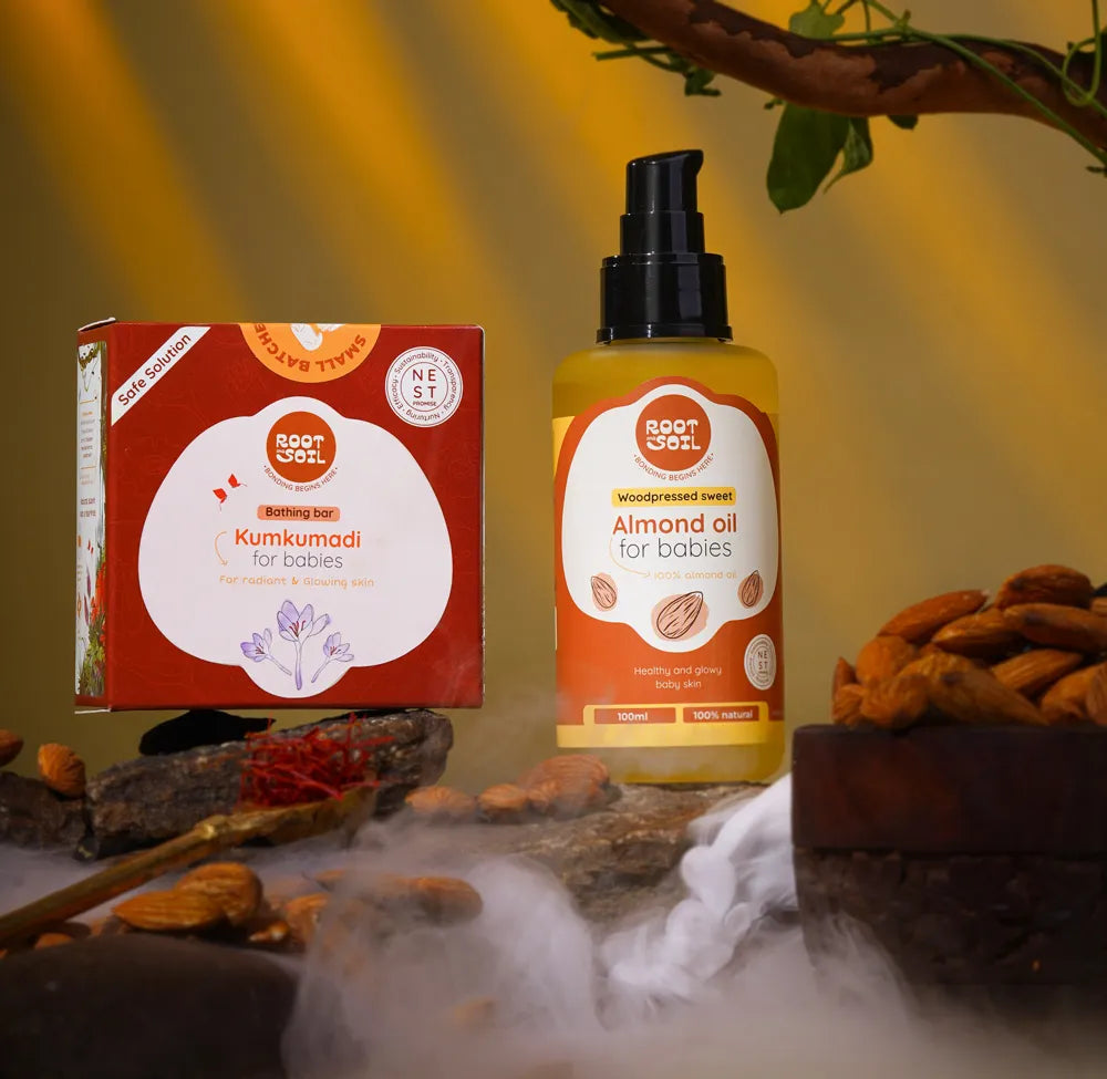 Gentle Glow Combo (Almond Oil & Kumkumadi Baby Bar Duo for Nourished Skin)