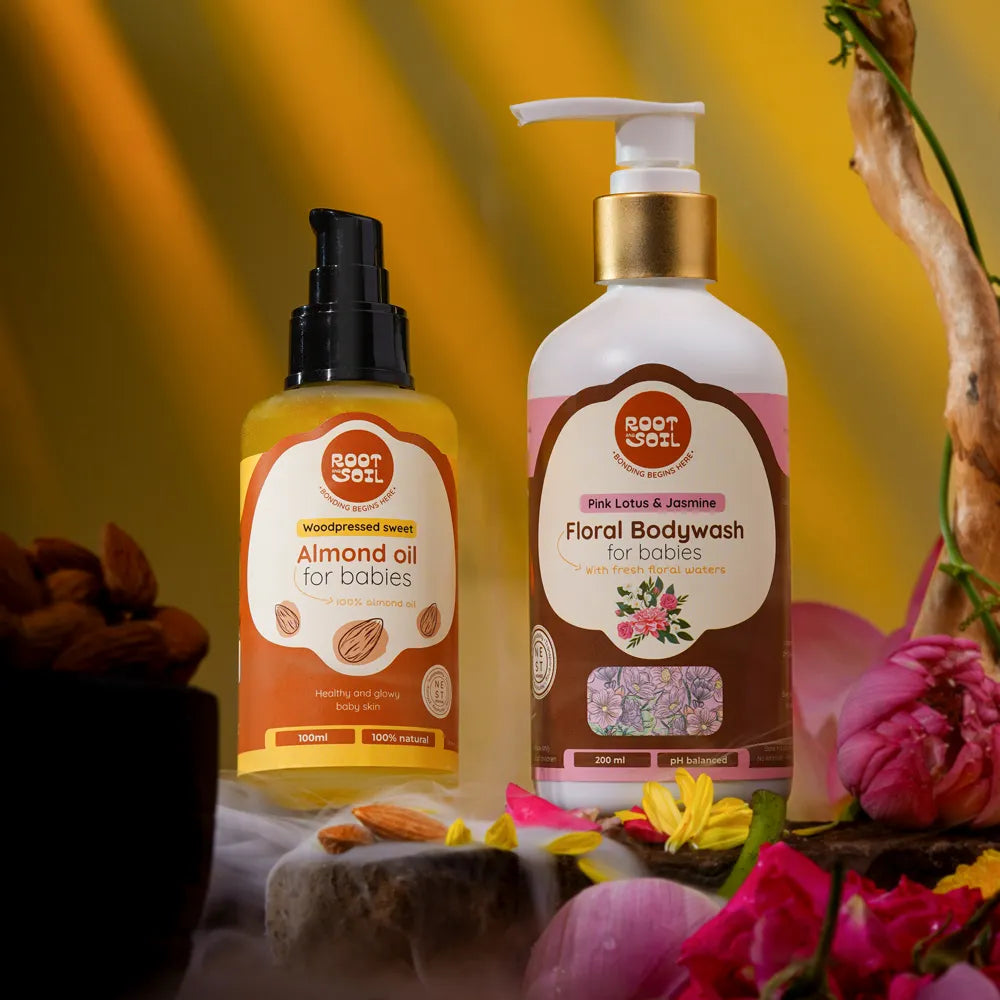 Pure & Gentle: Almond Oil & Floral Body Wash Pack For Babies