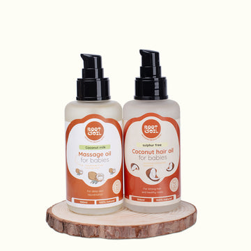 Head & body massage oil combo  - Coconut Hair Oil for Babies 100ml + Coconut milk massage oil for babies 100ml
