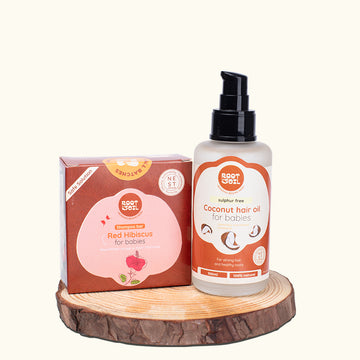 Baby Hair care combo - Coconut hair oil for babies 100ml + Red Hibiscus shampoo bar 100g