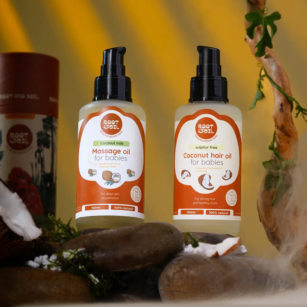 Head & body massage oil combo  - Coconut Hair Oil for Babies 100ml + Coconut milk massage oil for babies 100ml