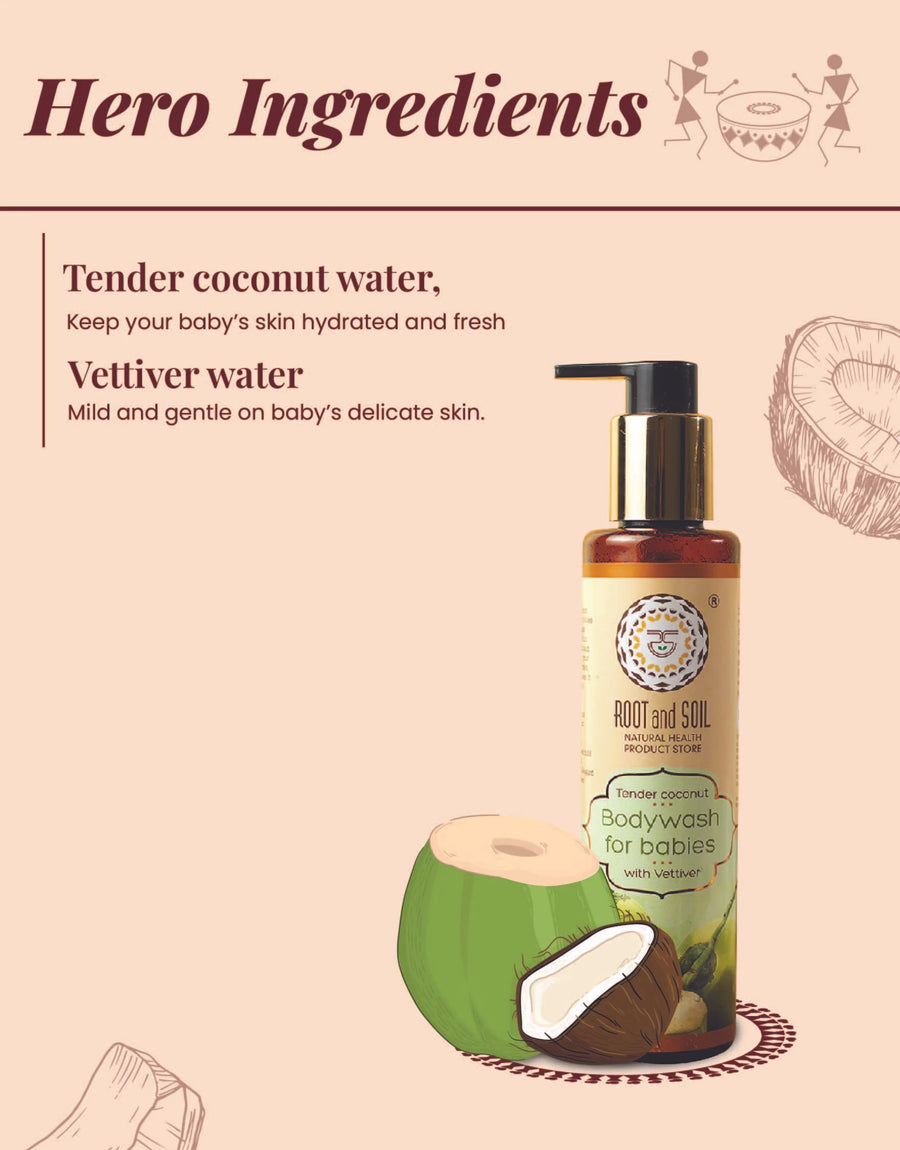 Tender coconut & Vettiver Bodywash for babies - 175 ml (0 to 8 years)