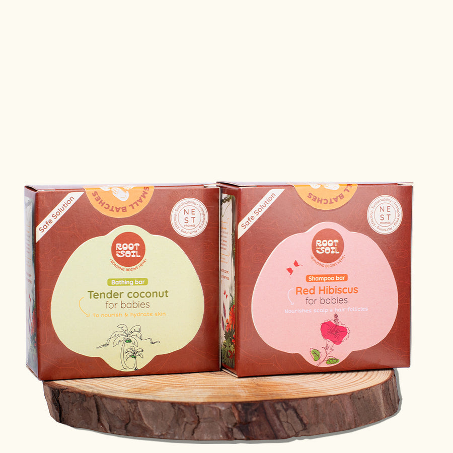 Head & Body bathing bar combo - Tender coconut bathing bar + Hibiscus shampoo bar