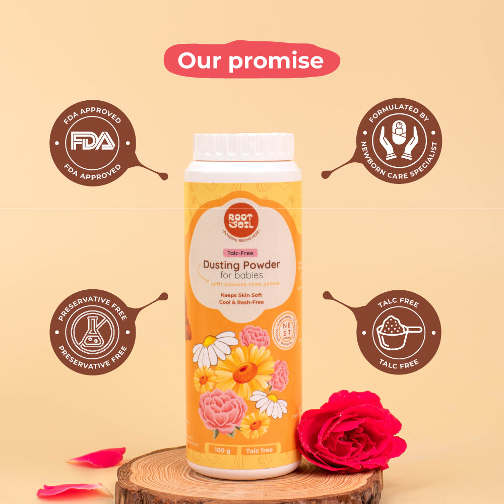 Damask Rose Talc-Free Baby Dusting Powder | Protects from Infections & Rashes | 0+ m | 100 g