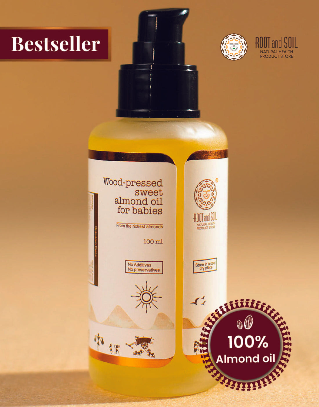 Wood-pressed sweet almond oil for babies (0+ months)