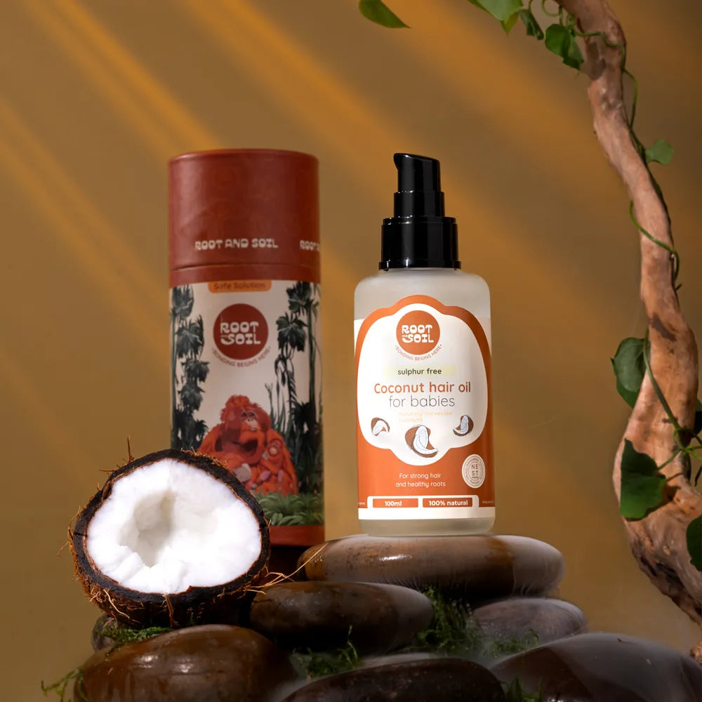 Root and Soil Coconut Hair Oil for Babies 100ml – pure nourishment for soft baby hair
