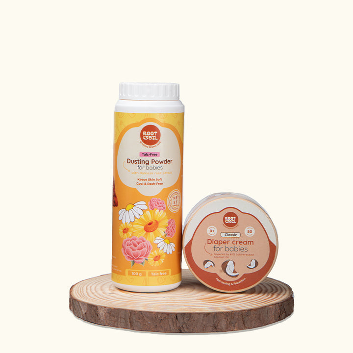 Rash-Free Diaper Days Combo  - Diaper Rash Balm 50g + Baby Dusting Powder Rose 100g