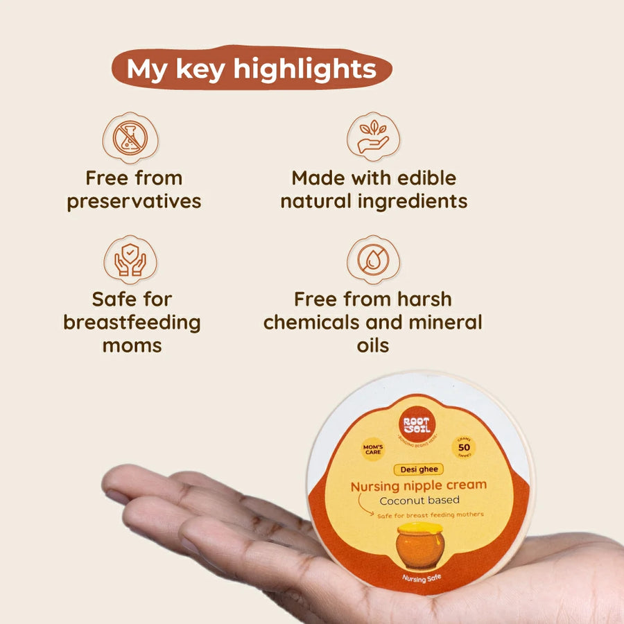 Nursing Nipple Balm (With Desi Ghee) | Soothes Sore & Cracked Nipples - Breastfeeding Safe | 50 g
