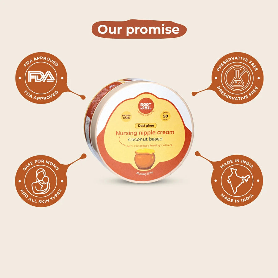 Nursing Nipple Balm (With Desi Ghee) | Soothes Sore & Cracked Nipples - Breastfeeding Safe | 50 g