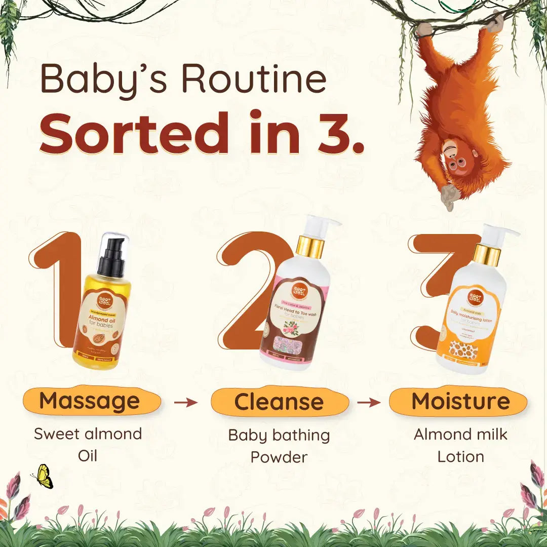 ROOT and SOIL | Baby’s 3-Step Care Combo – Almond Oil, Head-to-Toe Wash & Lotion