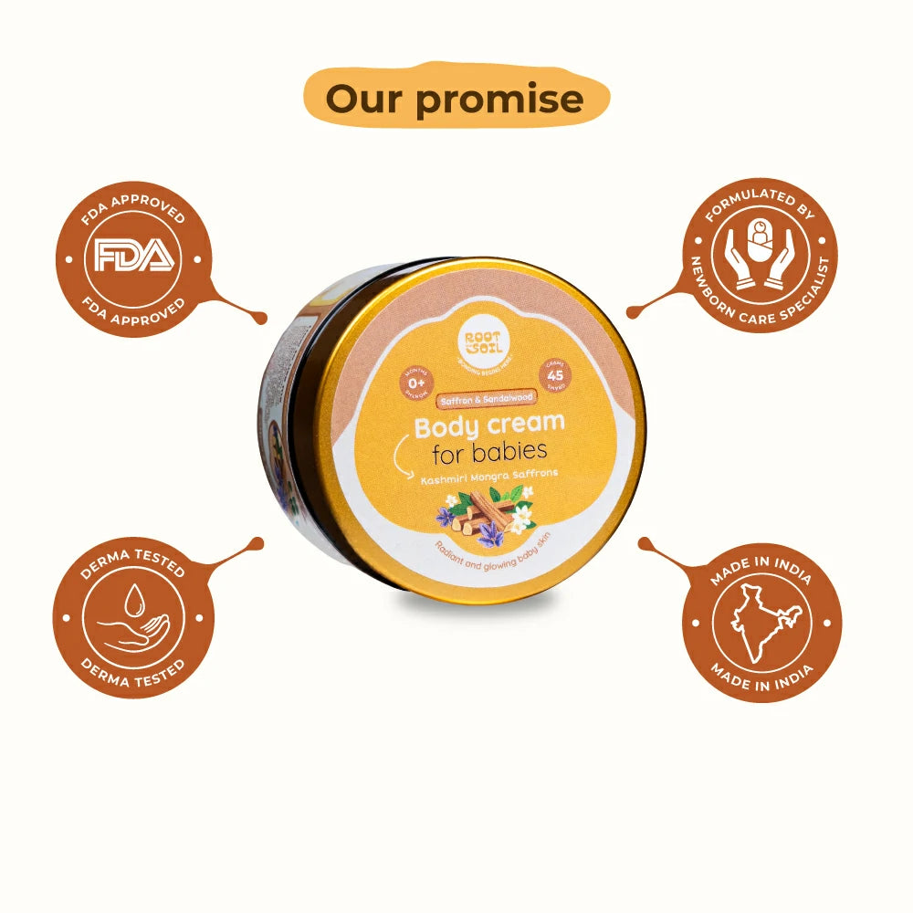 Saffron & Sandalwood Body Cream  | Glowy & Healthy Baby Skin | 0 m - 8 y | 45 g