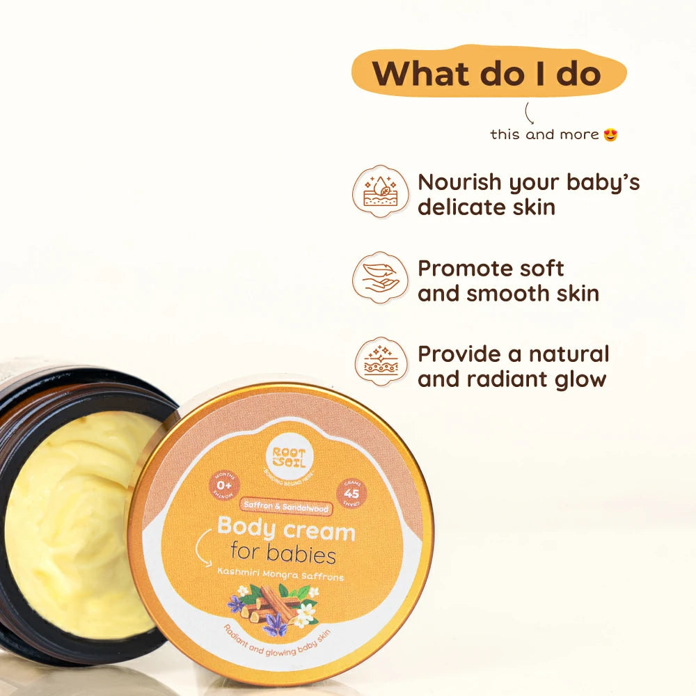 Saffron & Sandalwood Body Cream  | Glowy & Healthy Baby Skin | 0 m - 8 y | 45 g