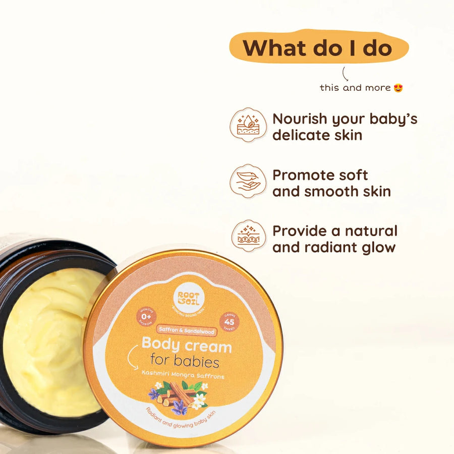 Saffron & Sandalwood Body Cream  | Glowy & Healthy Baby Skin | 0 m - 8 y | 45 g