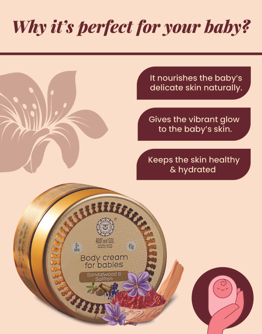 Saffron Baby Cream in India Root And Soil's Best Baby Lotion for