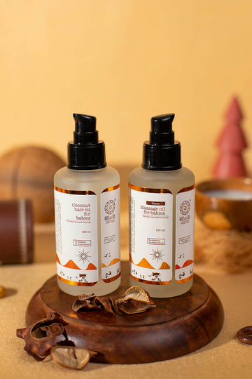 Head & body massage oil combo  - Coconut Hair Oil for Babies 100ml + Coconut milk massage oil for babies 100ml