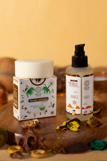 Bath Time Ritual Combo  - Massage Oil 100 ml + Tender Coconut Soap